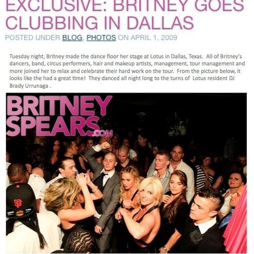DJing for Britney Spears- Dallas Tx. Lotus