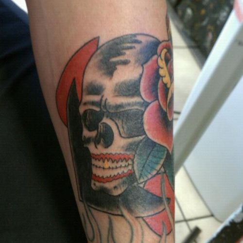 Navy Skull and Anchor Tattoo By Tim Goodrich Aloha