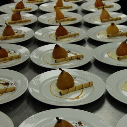 Poached Pear Desserts by City View Catering