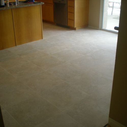 16x16 porcelain tile, straight layout, 1/8th grout