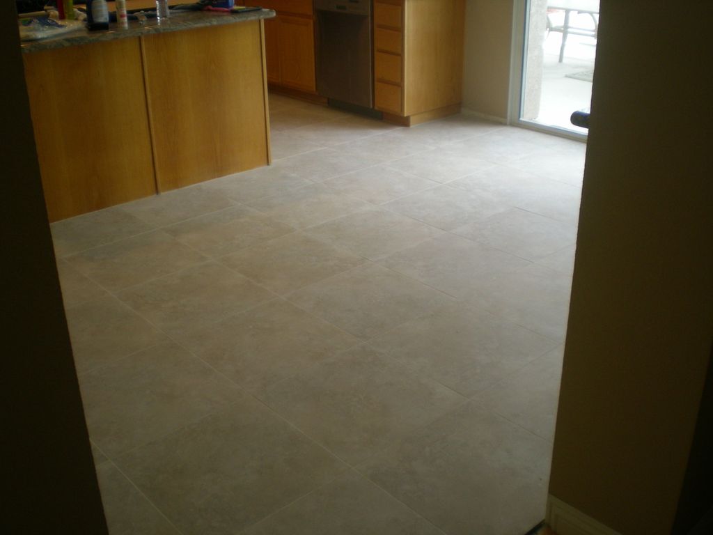 16x16 porcelain tile, straight layout, 1/8th grout