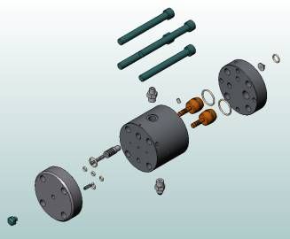 Water Jet Pressure Intensifier Exploded View Using