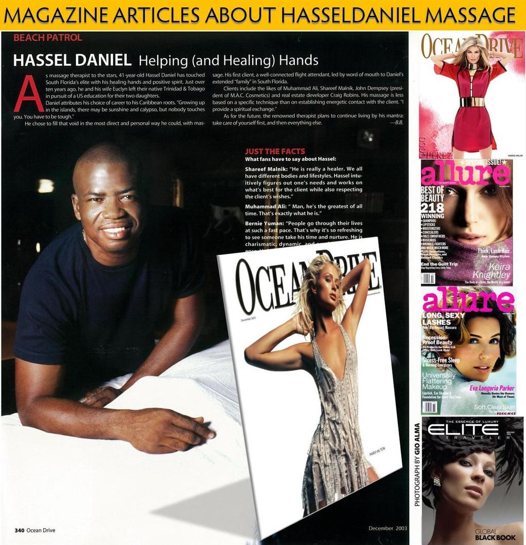 Magazines featuring Hassel Daniel massage.