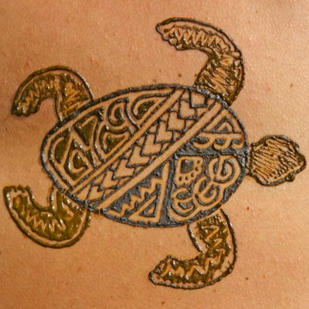 Polynesian Tapa Cloth Turtle Henna Tattoo