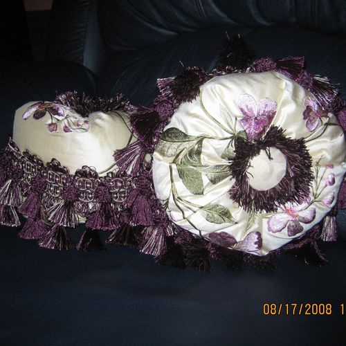 Decorative pillows with tassel fringe and button c