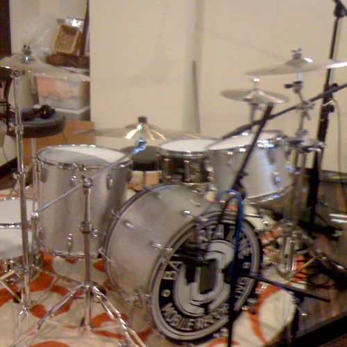 Mic'ing up a drum-kit for a band called 'The Soft 