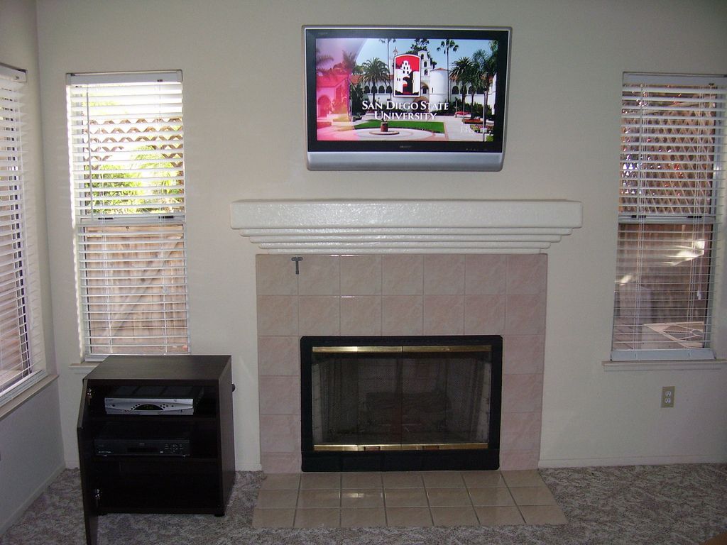 Mounted TV over fireplace