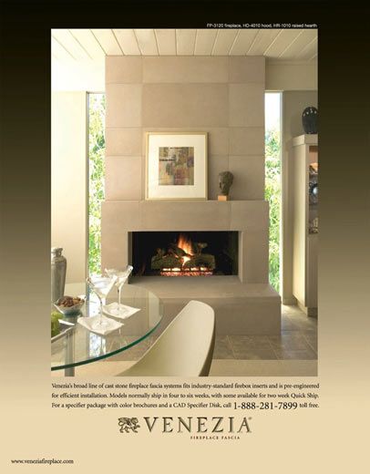 Ad for a company that creates fireplace surrounds