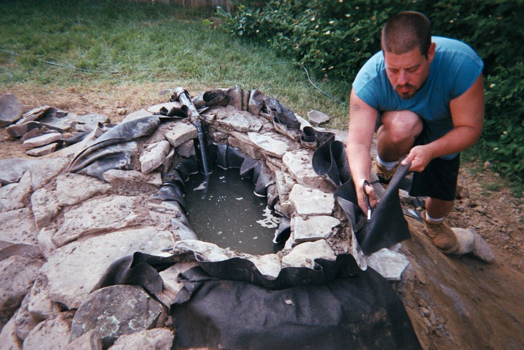 Tim Trimming Liner on Waterfalls/ Filter Pond