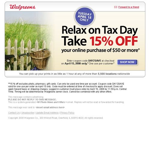 Email blast for Walgreens