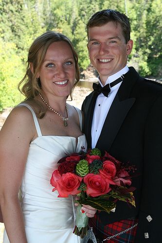 Funky textured hand-tied bridal bouquet featuring 