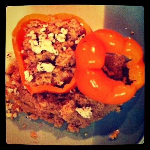 Stuffed Roasted Pepper with Ground Sirloin and Fet
