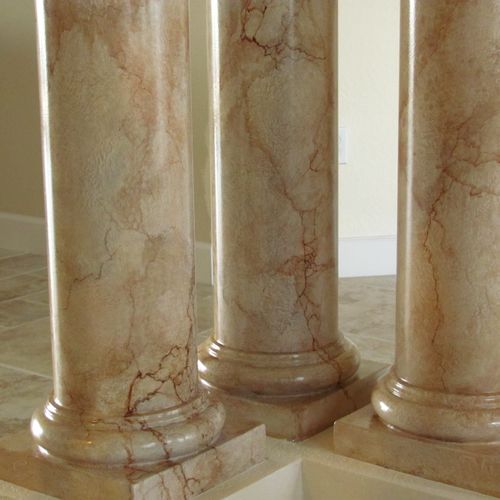 Faux painted marbling columns in Naples Fl. Port R