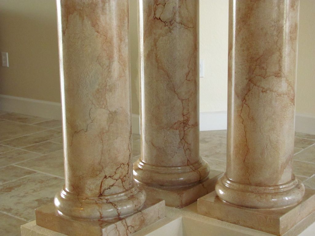 Faux painted marbling columns in Naples Fl. Port R