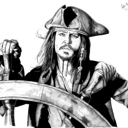 Pen and Ink drawing of Jack Sparrow
