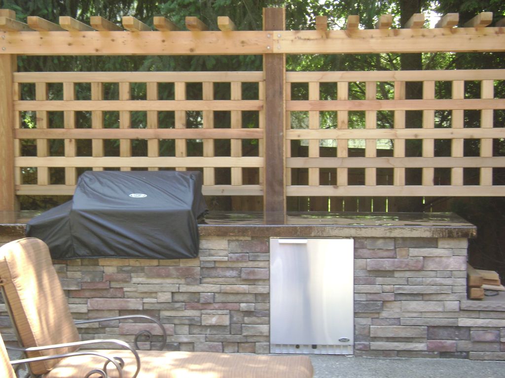 BBQ area-- poured cement counter top -stained and 