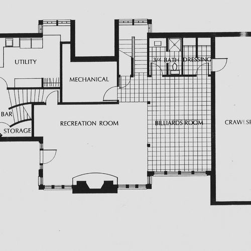 Partial lower level plan of private residence in P