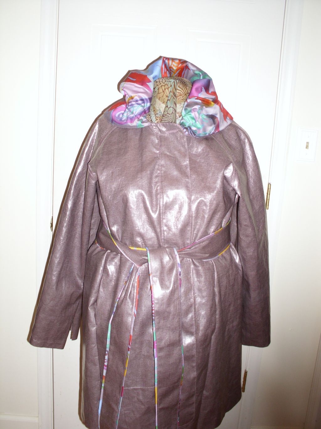 laminated linen raincoat