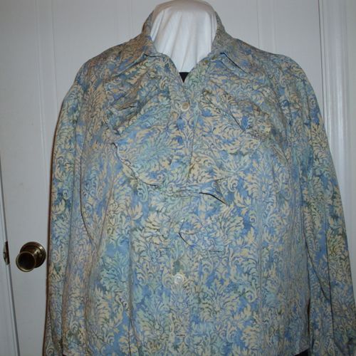 rayon batik shirt with ruffle front