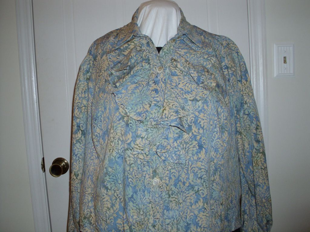 rayon batik shirt with ruffle front