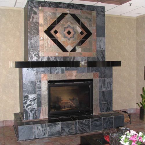 Custom Tile Fireplace at Red Lion Hotel in Salem O
