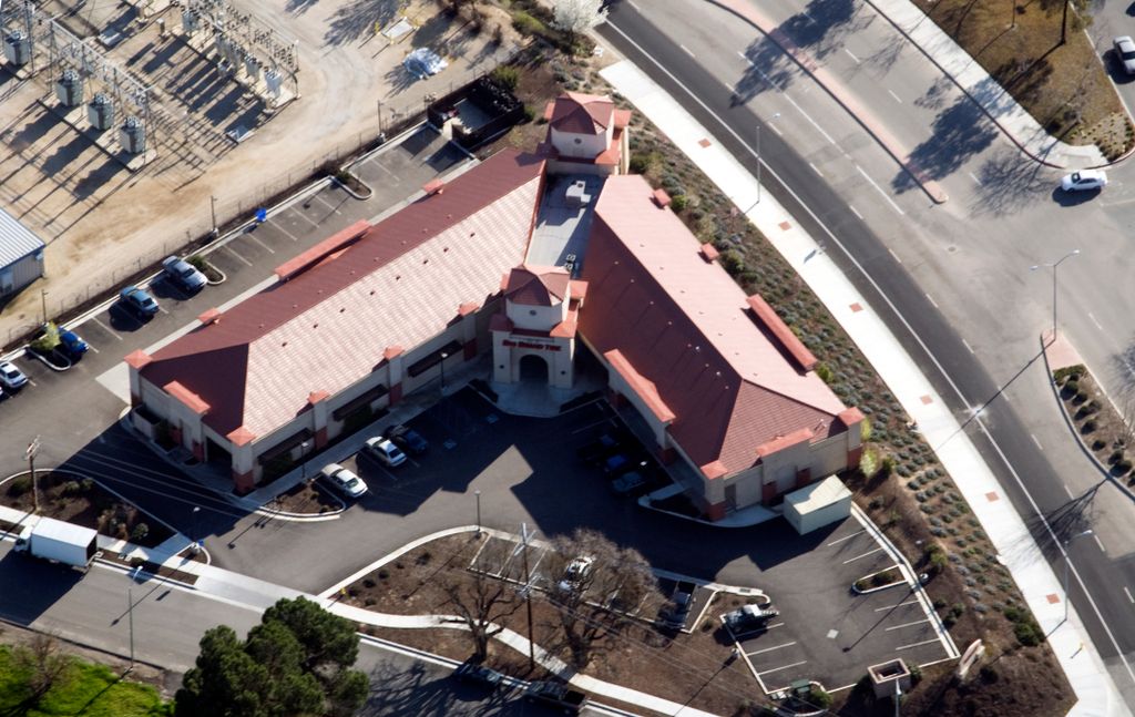 Retail shops designed by JSA.  Aerial photo by JSA