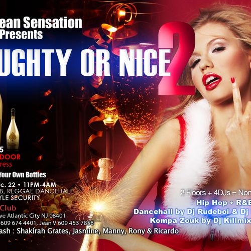 Naughty or Nice flyer created for a club promoter.