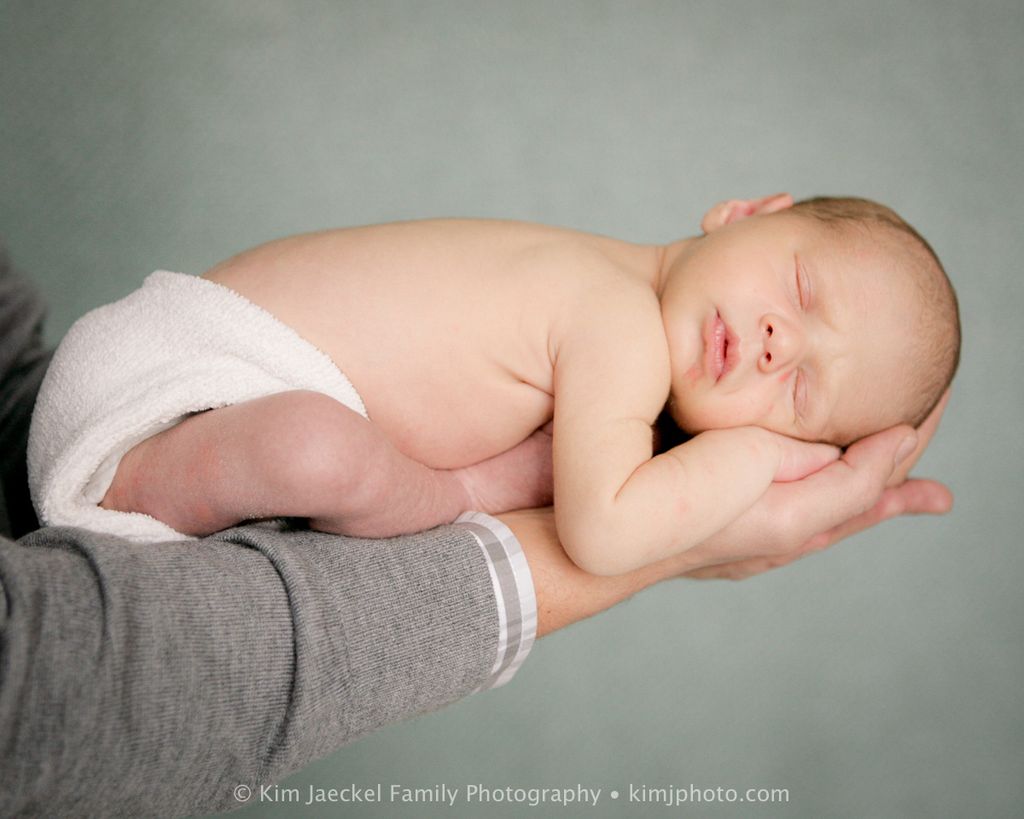 portrait of newborn in dad's hands