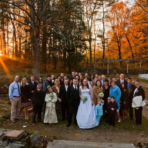 Wedding party and guests, Lincoln, MA