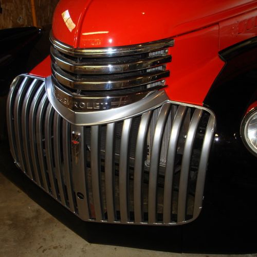 36 chevy truck grill restored with powder coating