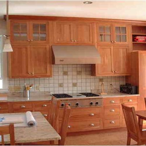 Custom made cabinets with glass cabinet doors, mad