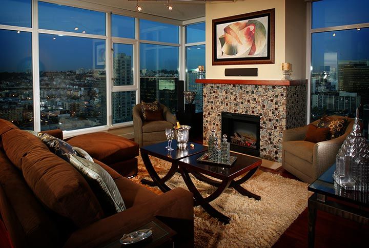Living room at the Grande North Tower, San Diego, 