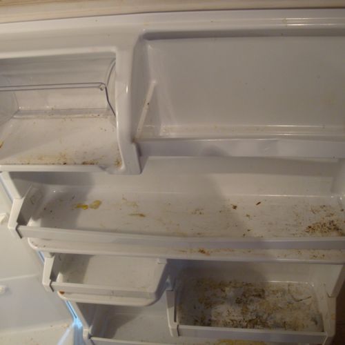 Very dirty refrigerator.