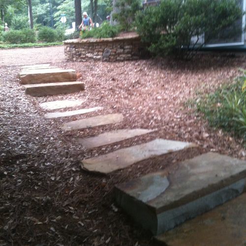 Cut stone steps