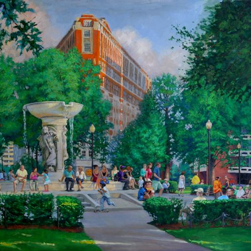 DuPont Circl in Washington DC oil on canvas