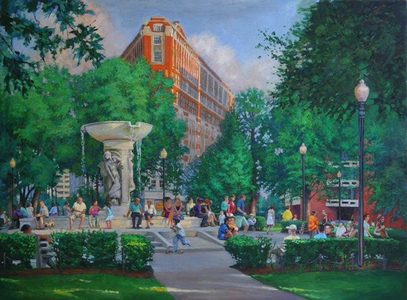 DuPont Circl in Washington DC oil on canvas