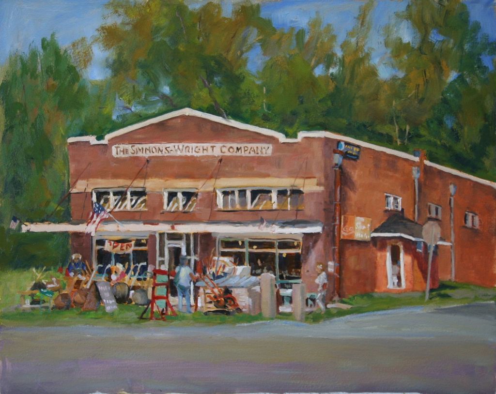 Simmon Wright store painted on location oil on pan