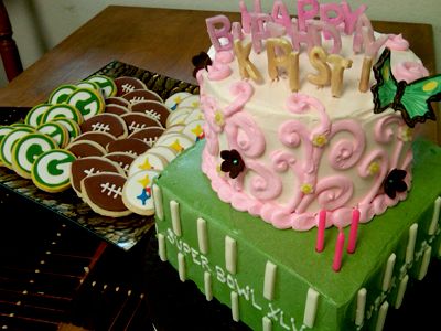 Superbowl Birthday Cake & Custom Cookies