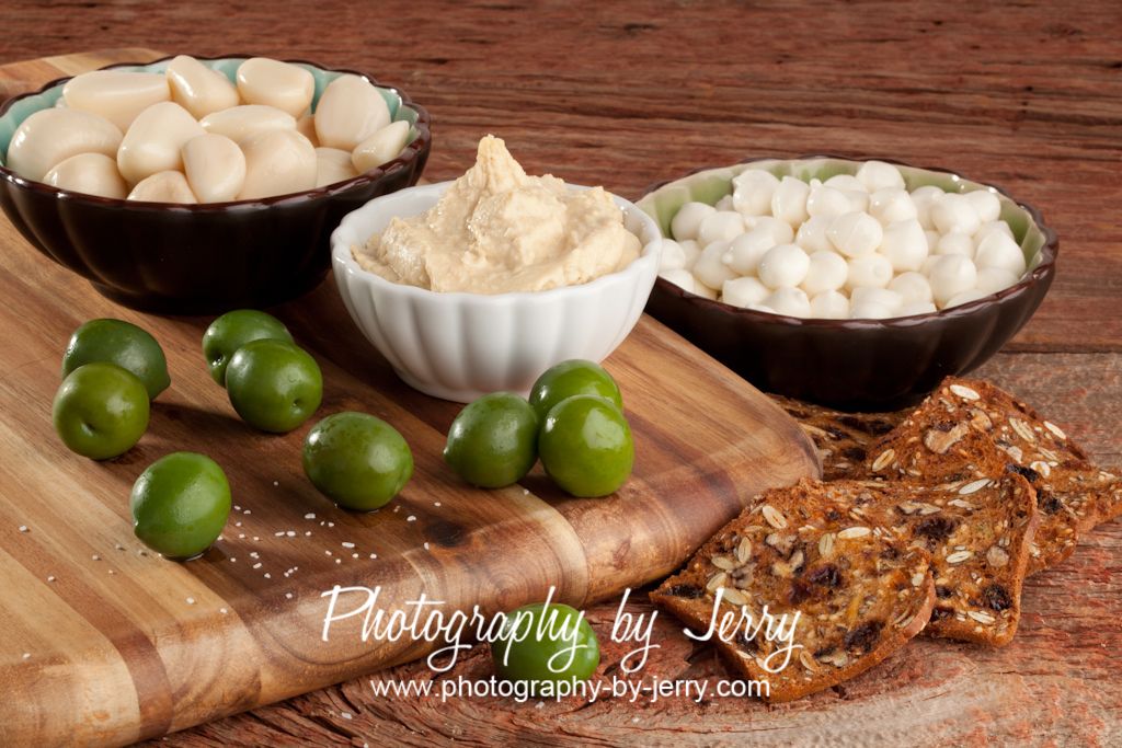 Olives, Garlic, Cheese and Humus