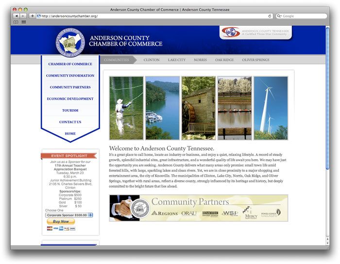 Anderson County Chamber of Commerce Website