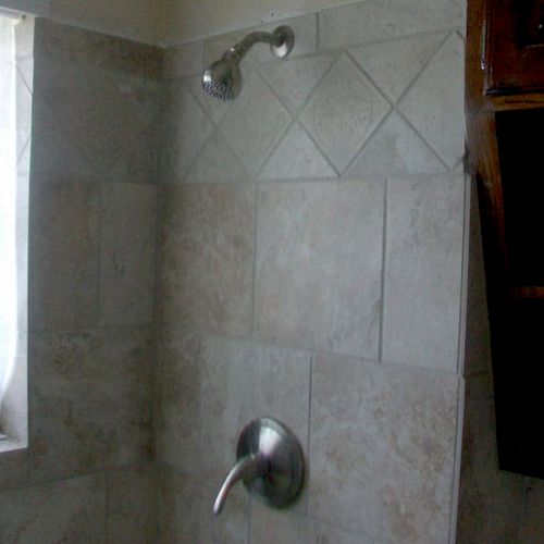 tile backsplash in a shower
