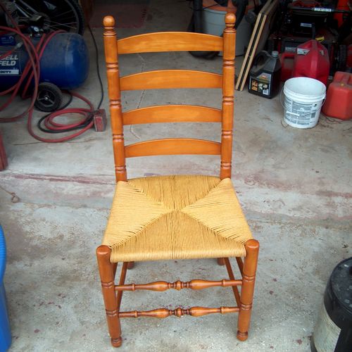 Ladderback chair redtored and rerushed.