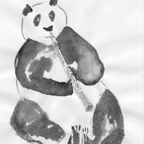 Panda playing Flute from the Panda Band Collection