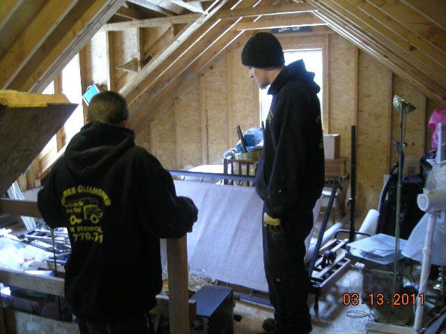 Working in the attic, Hampstead NH