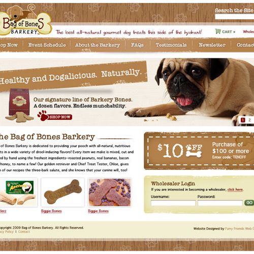 Web design for dog bakery online store