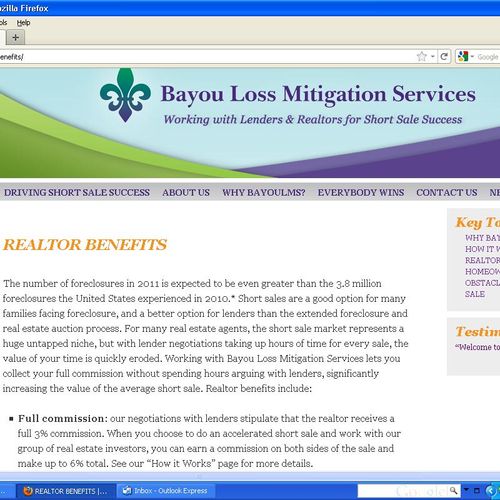 Copy for Bayou Loss Mitigation services, a real es
