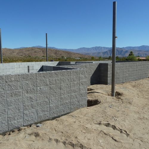 Foundation to a new home using Split-face block