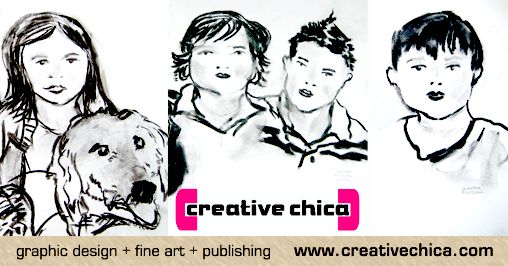 hand drawn charcoal, ink or graphite portraits on-