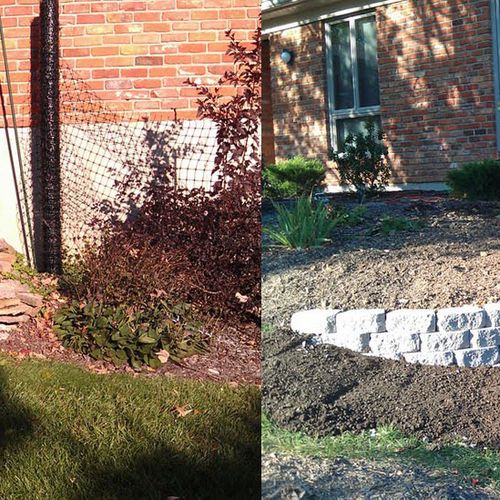 Before and After small retaining wall