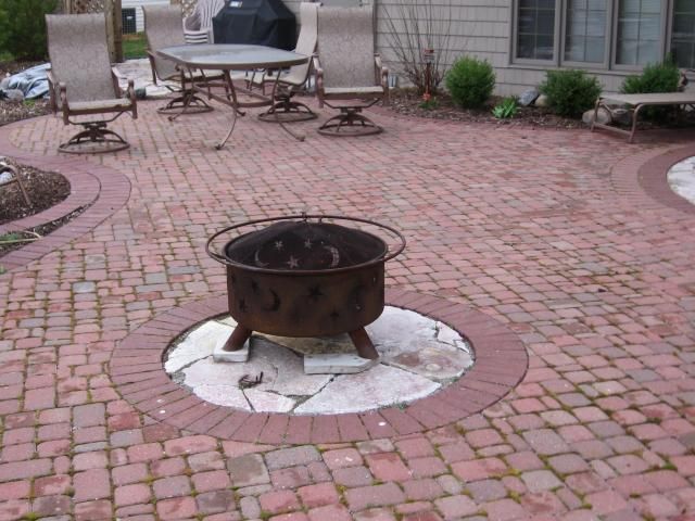 Brick patio with altenative firepit